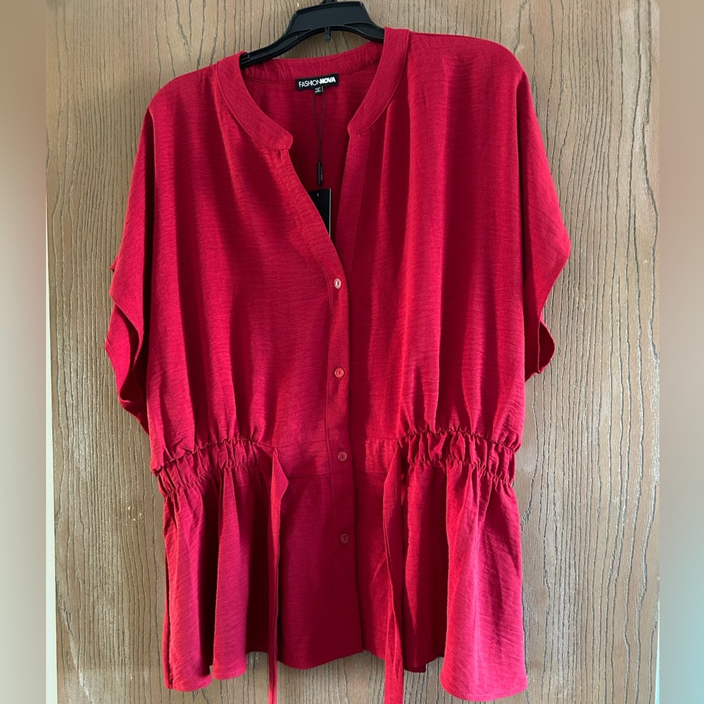 Blouse, color red, 1X